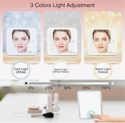Bolsa de maquillaje con espejo LED portátil