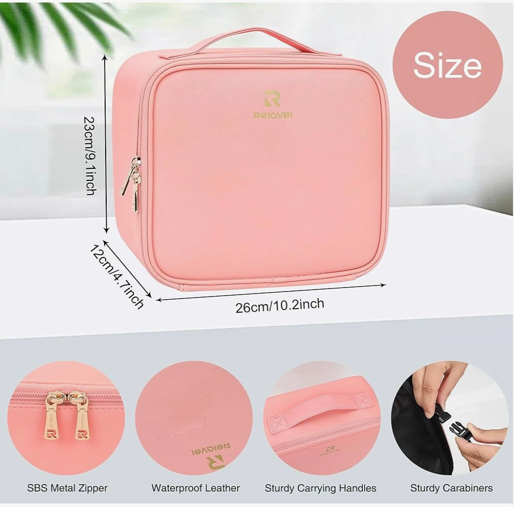 Bolsa de maquillaje con espejo LED portátil