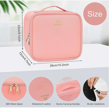 Bolsa de maquillaje con espejo LED portátil