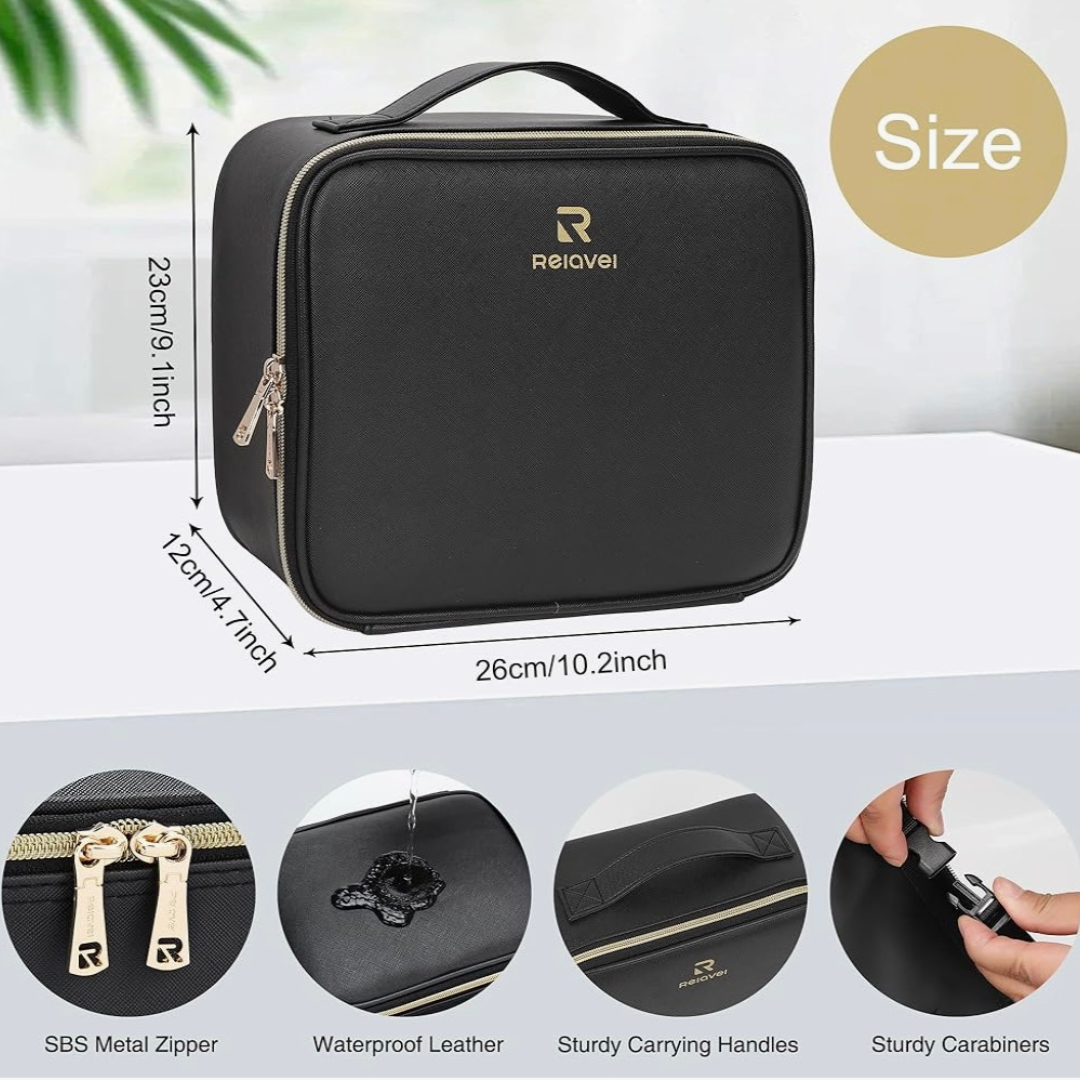 Bolsa de maquillaje con espejo LED portátil